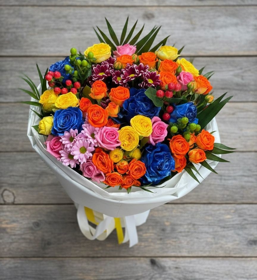 Букет цветов из: Розы и Хризантемы в Клишино