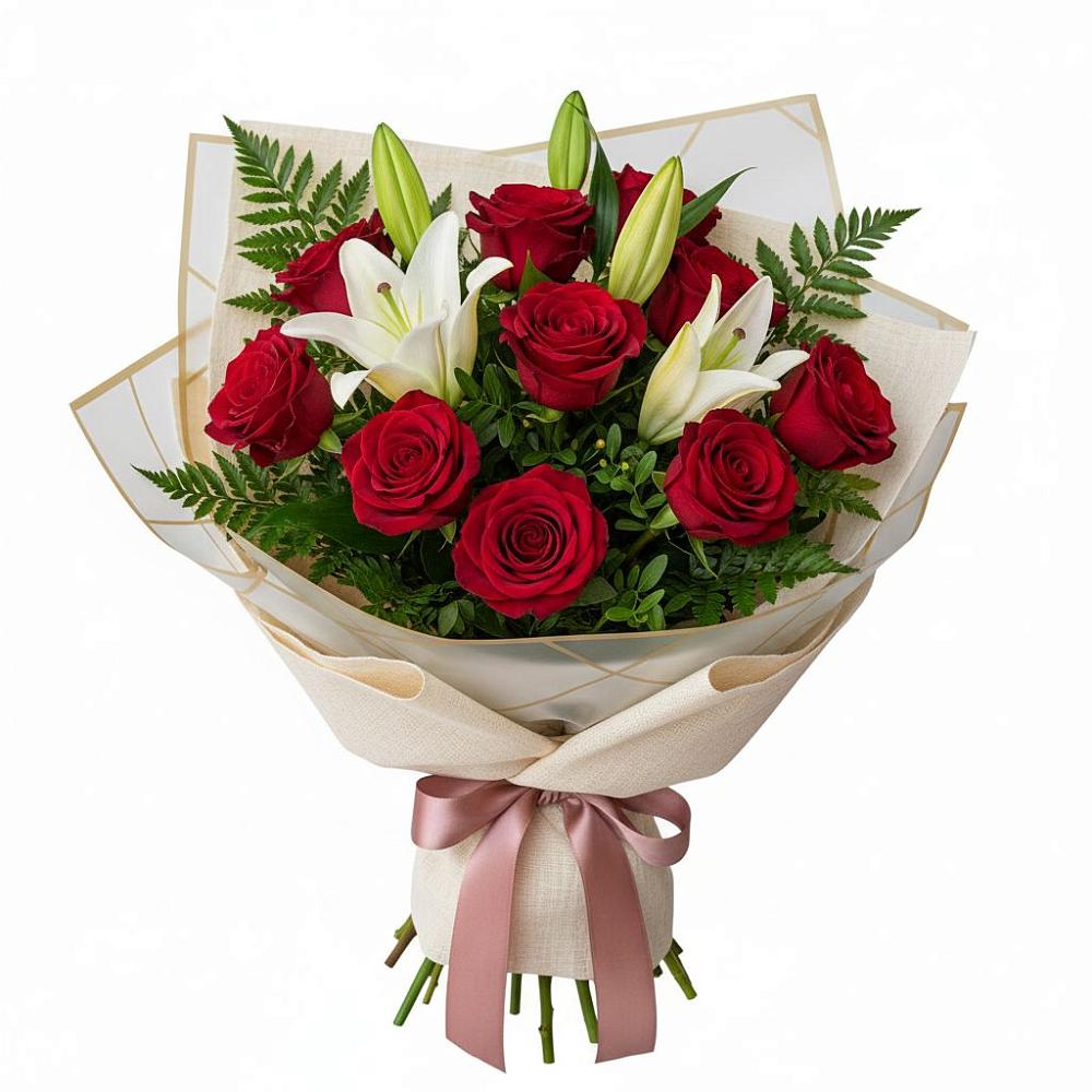 Букет цветов из: Лилии и Розы в Клишино