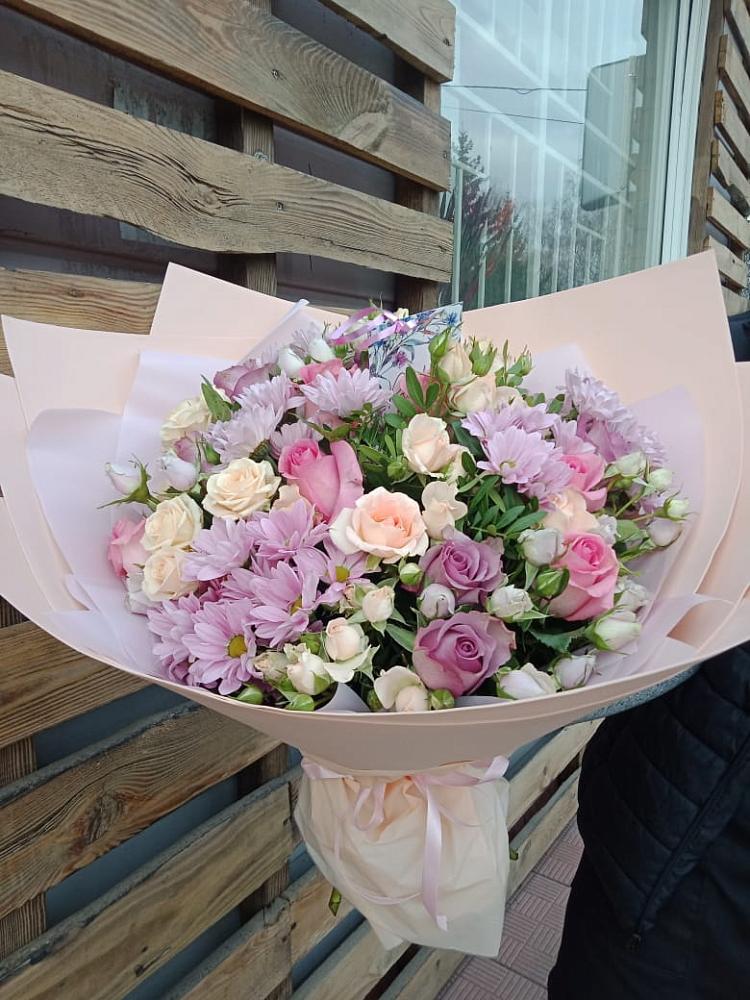 Букет цветов из: Розы и Хризантемы в Клишино