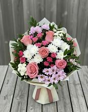 Букет цветов из:  Альстромерии, Гвоздики, Розы и Хризантемы #REPLACE_PRED# Клишино