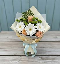 Букет цветов из:  Герберы, Розы и Хризантемы #REPLACE_PRED# Клишино